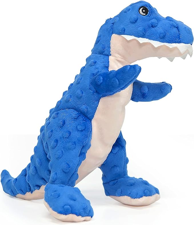 DODODOLA Dog Toys Dinosaur Dog Toy Blue Stuffed Animals Chew Toy Plush Squeaky Dog Birthday Toys for Small Large Big Dogs - PAWPICO