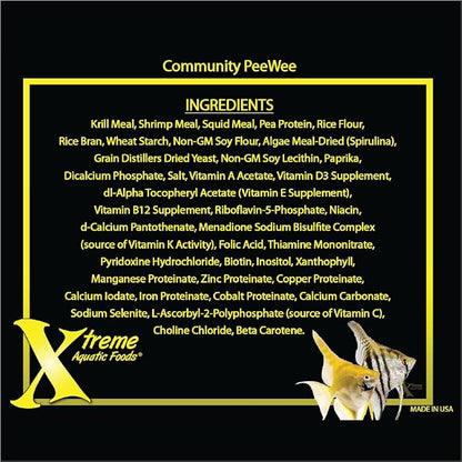 Xtreme Community Peewee 1.5mm Pellets: Slow Sinking & Ideal for Community Fish - Boosts Immune & Digestive Health, Enhances Color & Energy, Max Protein Fish Food – USA Farm Grown (38oz) XtremeAquaticFoods
