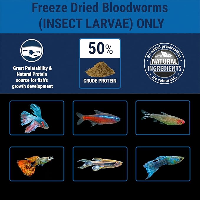 Tetra BloodWorms 0.25 Oz, Freeze-Dried Food for Freshwater and Saltwater Fish, Seafood(Pack of 2) Tetra
