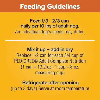 PEDIGREE CHOPPED GROUND DINNER Adult Canned Soft Wet Dog Food with Chicken, 13.2 oz. Cans (Pack of 12) - PAWPICO