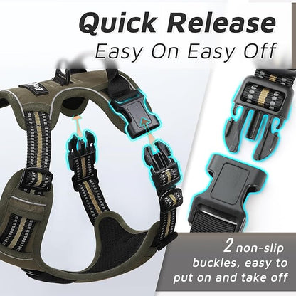 Eagloo Dog Harness Large Breed, No Pull Service Vest with Reflective Strips and Control Handle, Adjustable and Comfortable for Easy Walking, No Choke Pet Harness with 2 Metal Rings, Brown, XL GoExplorewithEagloo