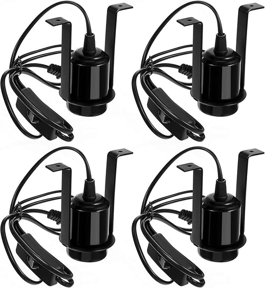 VIHOSE 4 Pcs Reptile Ceramic Heat Lamp Holder Pet Heater Bracket Reptile Light Fixture Heat Lamp Fixture for Heat Lamp Bulb Amphibian Pet Terrariums Habitat Lizard Tortoise, No Bulb Included (Black) VIHOSE
