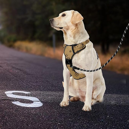 IVY&LANE No Pull Dog Harness with Leash Set, Reflective No Choke Pet Vest,Adjustable Oxford Dog Vest Harness with Easy Control Handle for Large Dogs (Light Brown,XL) IVYLANE