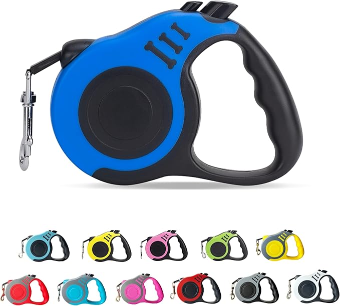 Retractable Dog Leash Automatic Telescopic Tractor Dog Tape, Pet Tape 10/16 FT Durable and Convenient, with Non-Slip Handle, Suitable for Small and Medium-Sized Dogs Blue LIEVUIKEN