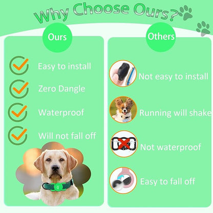 SANKALA Airtag Dog Collar Holder, [1 Pack] Waterproof Dog Airtag Holder, Silicone Full Body Covered Anti-Lost Protective Apple Air Tag Holder for Pet Collar - Fits All Width Collars, Green SANKALA