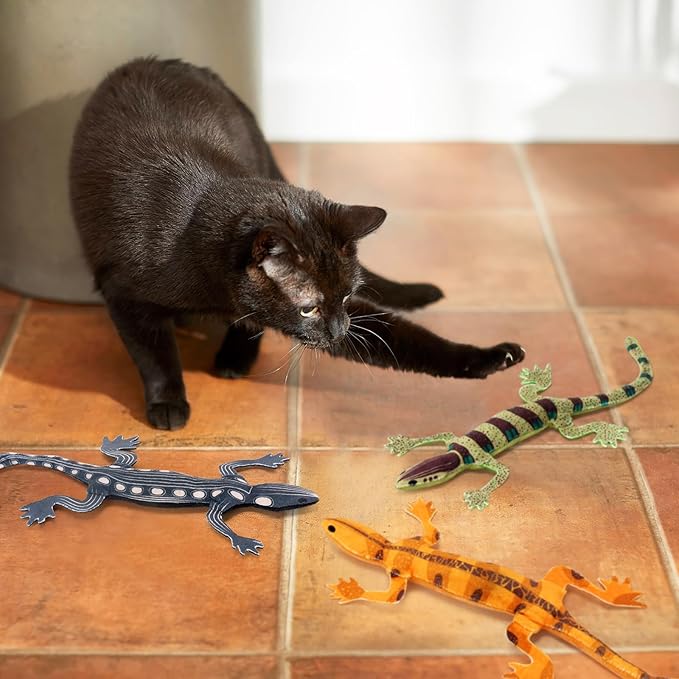 CiyvoLyeen Lizard Catnip Toys Chew Bite Resistant Toys for Indoor Cats Boredom Relief Teeth Cleaning Interactive Funny Cute Kitten Cat Lover Gifts Christmas Birthday Presents Set of 4 - PAWPICO