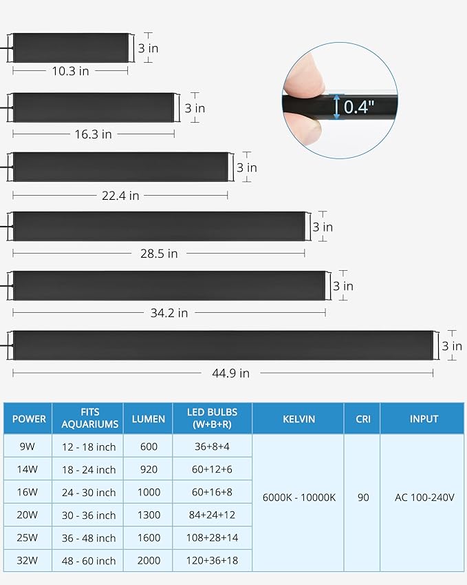 NICREW Full Spectrum Planted LED Aquarium Light, with Timer, for Freshwater Fish Tank, 18-24 Inch, 14 Watts NICREW