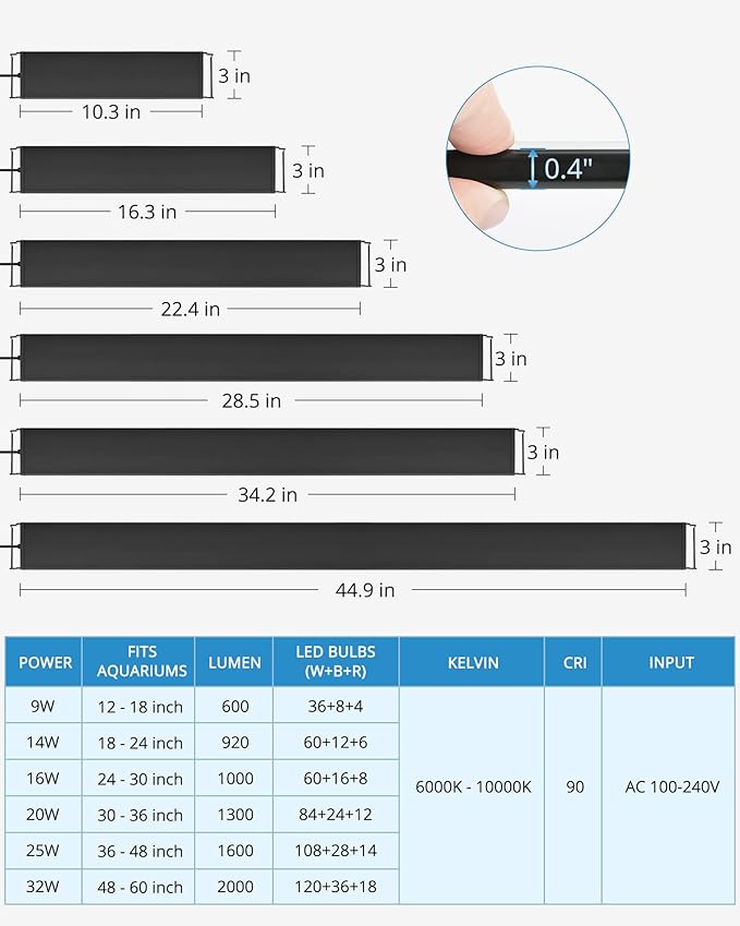 NICREW Full Spectrum Planted LED Aquarium Light, with Timer, for Freshwater Fish Tank, 36-48 Inch, 25 Watts NICREW