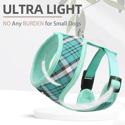 PUPTECK Soft Mesh Dog Harness and Leash Set Pet Puppy Cat Comfort Padded Vest No Pull Harnesses, Green, XS PUPTECK