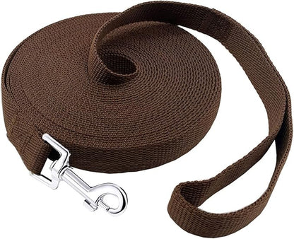 15ft 20ft 30ft 40ft 50ft Long Dog/Puppy Lead Obedience Recall Training Dog Leashes for Small Medium Dogs Camping, Training, Play, or Backyard (20 FT, Brown) PETGOGO