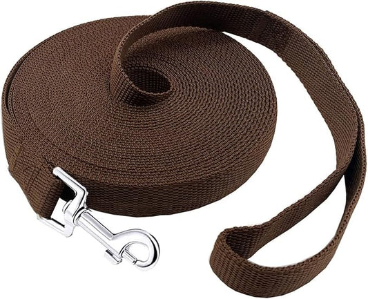 15ft 20ft 30ft 40ft 50ft Long Dog/Puppy Lead Obedience Recall Training Dog Leashes for Small Medium Dogs Camping, Training, Play, or Backyard (20 FT, Brown) PETGOGO