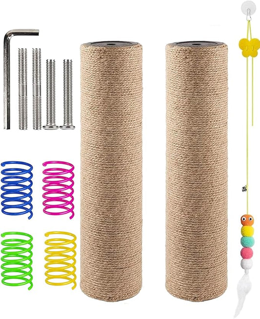 BNOSDM 2 Pcs M8 Cat Scratching Post Replacement Poles 11.8 x 2.75 in Cat Tree Tower Scratch Ropes Refill Sisal Pole Part for Refurbishment Hemp Grey - PAWPICO
