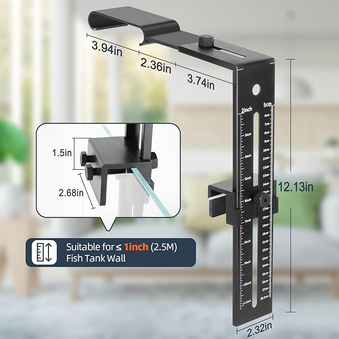 hygger Aquarium Light Clip Holder (for HG-957),1 Piece, Aquarium Fish Tank Light Riser/Holder/Bracket/Stand/Mount hygger