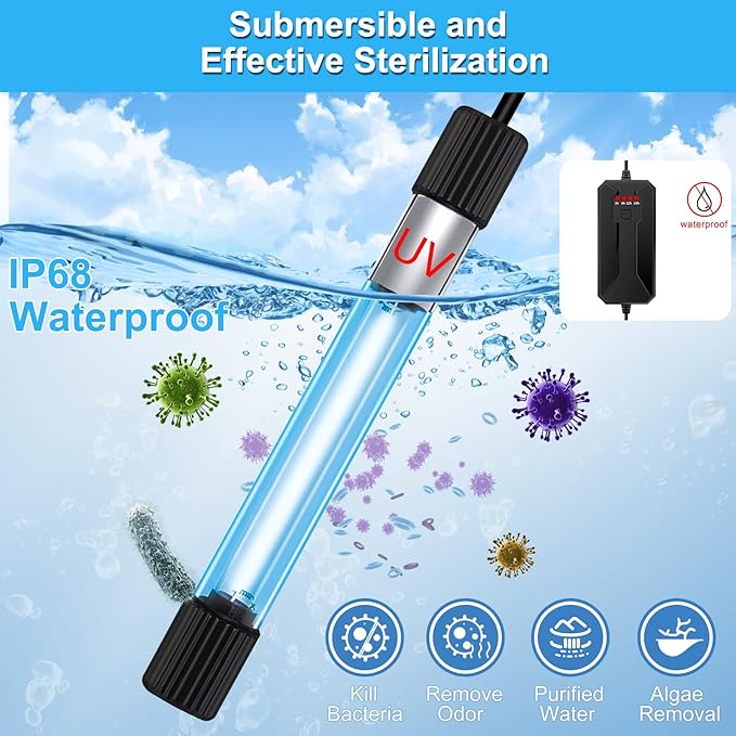 Clean Light for Aquarium，11 W&13 W Fish Tank Clean Light with Timer,Aquarium Green Killing Machine Waterproof Clean Submersible Lamp for Pond,Swimming Pool,Indoor AquariumPetsFishMonopoly
