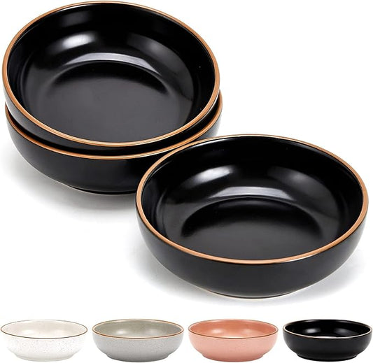 Ceramic Cat Bowls, Howise Pet Bowl Cat Dishes for Food and Water, 5.3 In Puppy Food Bowl 3 Pack Cat Food Bowl Set, Matte Black Finish - PAWPICO