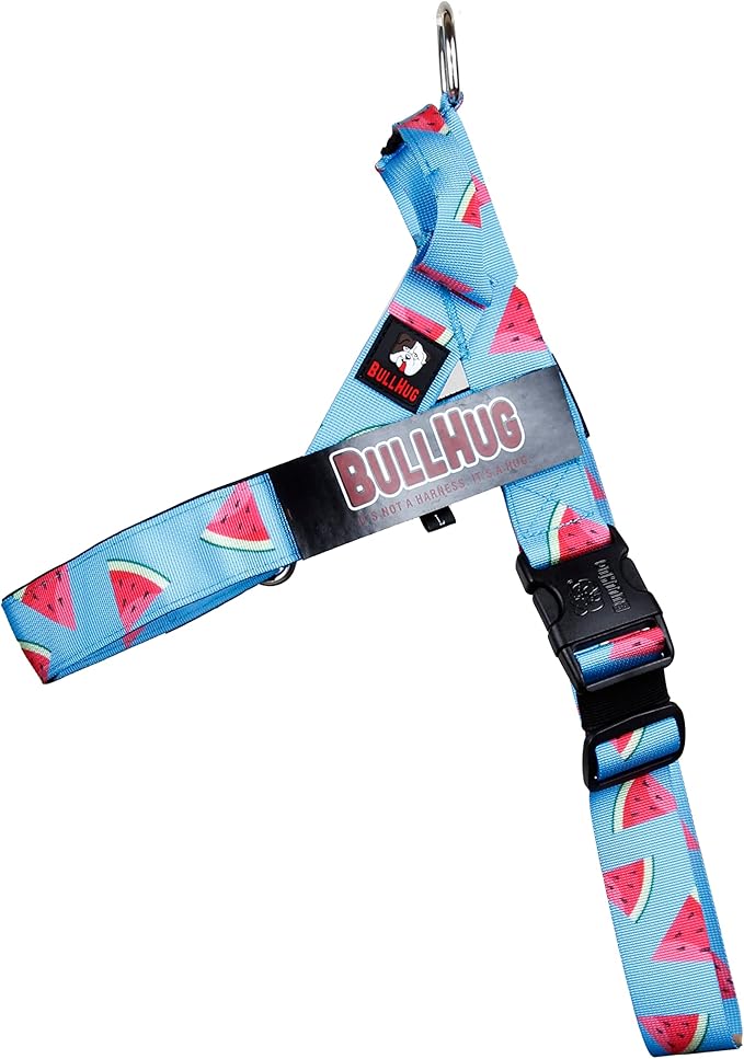 BULLHUG Harness – Made for Larger Chested Dogs Like English Bulldogs, French Bulldogs, Pugs & More. Stops Dogs from Pulling & Choking on Walks (Watermelon, XL) BULLHUG