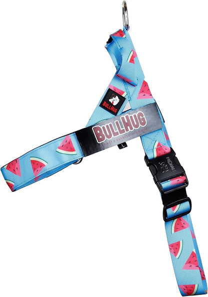 BULLHUG Harness – Made for Larger Chested Dogs Like English Bulldogs, French Bulldogs, Pugs & More. Stops Dogs from Pulling & Choking on Walks (Watermelon, Medium) BULLHUG