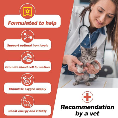 Iron Supplements for Cats-Liquid Iron Supplement for Anemia Cat-Polysaccharide Iron Complex Supports for Anemia in Cats Blood Health and Addresses Nutritional Deficiencies-Cat Care Essentials Ourea