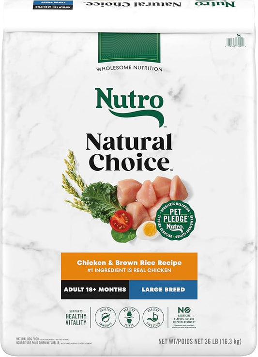 Nutro Natural Choice Adult Large Breed Dry Dog Food, Chicken and Brown Rice Recipe, 36 lb. Bag - PAWPICO