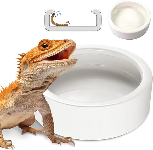Reptile Food Water Bowls - Amphibian Feeding Dish, Resin Rock Worm Feeder Terrarium for Lizards, Chameleon, Leopard Gecko, Frog, Bearded Dragons, Snake, Hermit Crabs, Turtle Spider Pet HELIME