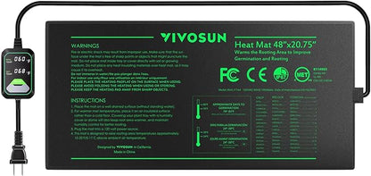 VIVOSUN 48"x20.75" Seedling Heat Mat with Built-in Temperature Controller, UL & MET-Certified Waterproof Plant Heating Pad for Germination, Hydroponics, Brewing, Breeding, and Greenhouses VIVOSUN