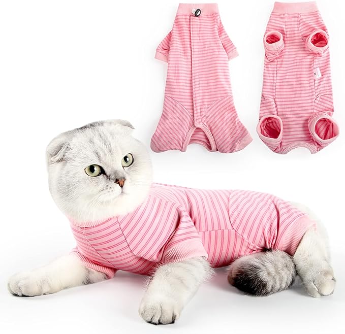 LIANZIMAU Cat Surgical Recovery Suit Professional for Male Female Dog Abdominal Wounds Cone E-Collar Alternative Anti-Licking Pet Surgical Recovery Pajama Suit Soft Fabric Onesie for Cats Lianzimau