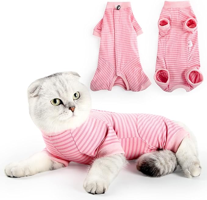 LIANZIMAU Cat Surgical Recovery Suit Professional for Male Female Dog Abdominal Wounds Cone E-Collar Alternative Anti-Licking Pet Surgical Recovery Pajama Suit Soft Fabric Onesie for Cats Lianzimau