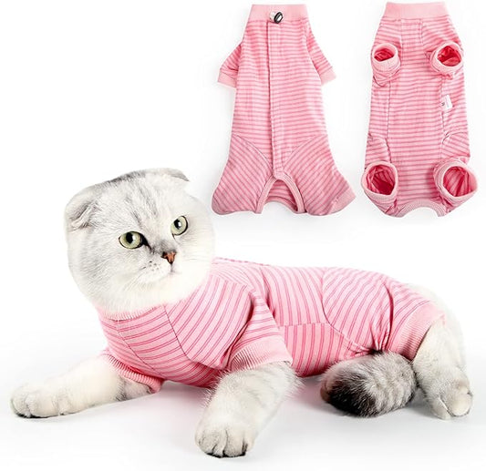 LIANZIMAU Cat Surgical Recovery Suit Professional for Male Female Dog Abdominal Wounds Cone E-Collar Alternative Anti-Licking Pet Surgical Recovery Pajama Suit Soft Fabric Onesie for Cats Lianzimau