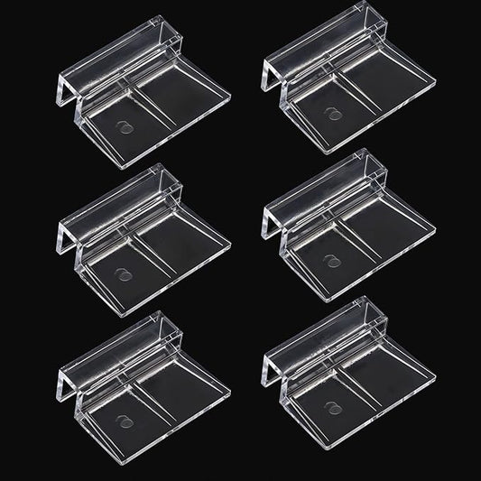 6 PCS Aquarium Lid Clips, 6mm Clear Acrylic Fish Tank Lid Holder for Rimless Aquarium Glass Top, Aquarium Cover Support Clamps Fish Tank Top Cover Hoods(6MM) PAWPICO