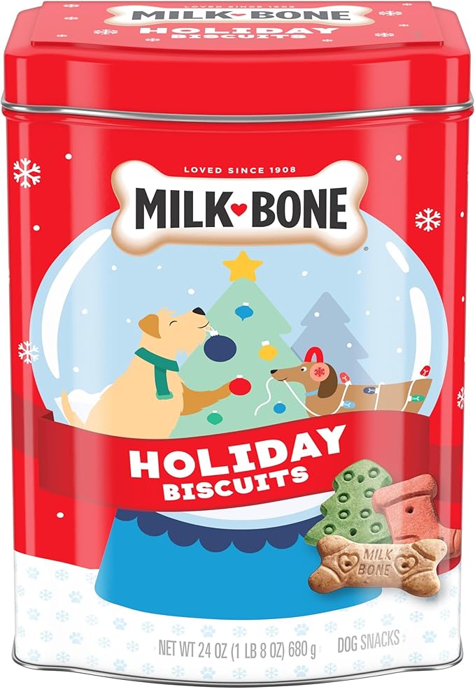 Milk-Bone Limited Edition Holiday Dog Treats, Small Biscuits, 24 Ounce Reusable Tin - PAWPICO