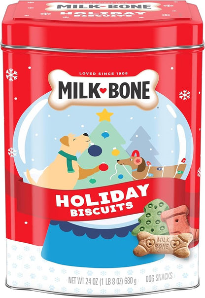 Milk-Bone Limited Edition Holiday Dog Treats, Small Biscuits, 24 Ounce Reusable Tin - PAWPICO