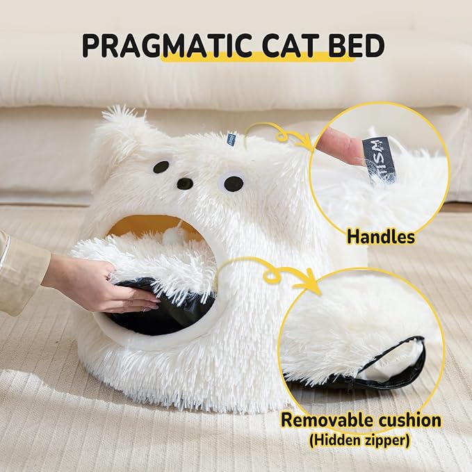 CATISM Cat Bed, Cat Beds for Indoor Cats, Cat Cave, Cat Cave for Indoor Cats, Cat Bed Cave, Large Cat Beds, Cozy Hooded Cat Bed with Soft Cushion, Removable Washable Cat Beds - PAWPICO