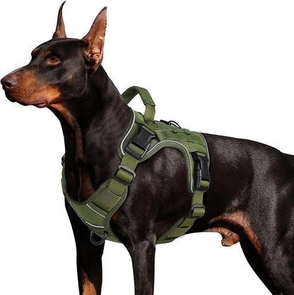 WINGOIN Green Harness with Handle Tactical Dog Harness Vest for Large Medium Dogs No Pull Adjustable Reflective K9 Military Dog Vest Harnesses for Walking, Hiking, Training(M) WINGOIN