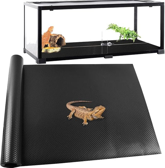 Large Size 24"X 118" Reptile Carpet, Reptile Mat, Bearded Dragon, Bearded Dragon Tank Flooring, Snake Bedding, Bearded Dragon Tank Accessories (24"X 118", 1 PCS Black Thicker Mat) TCYPUHL