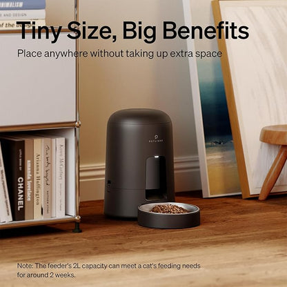 PETLIBRO Automatic Cat Feeder, Battery-operated Automatic Cat Food Dispenser with 180-Day Life, AIR Cordless Timed Pet Feeder for Cat & Dog, 2L Auto Cat Feeder, Black - PAWPICO