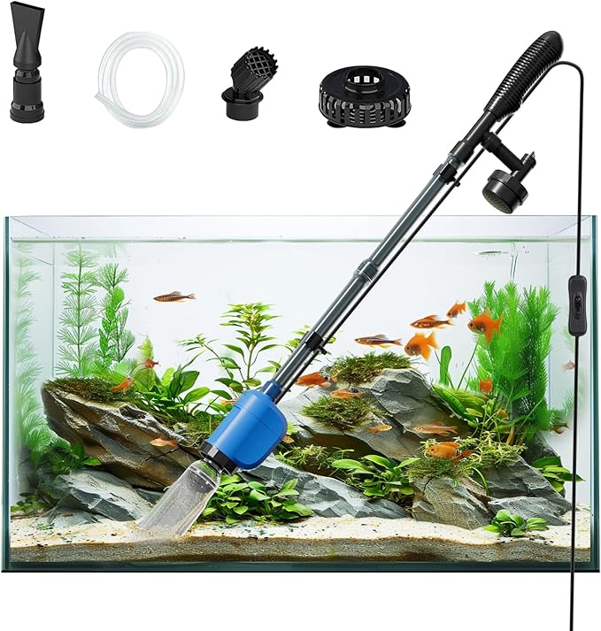 lives Electric Aquarium Vacuum Gravel Cleaner, 32W 6 in 1 Multifunction Automatic Fish Tank Gravel Cleaner Vacuum for Wash Sand & Water Changer Lives