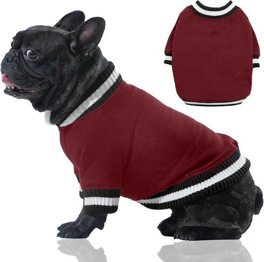 FUAMEY Dog Pullover Sweatshirt，Dog Winter Sweaters Warm Dog Clothes Dog Vest Thick Puppy Pullover Soft Pet Fleece Sweater Cute Doggie Boy Girl Outfit for Small Medium Dogs Wine-red XS - PAWPICO