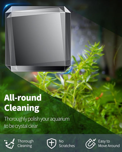 Pawfly Magnetic Aquarium Glass Cleaner 1 Inch Mini Aquarium Magnetic Brush Fish Tank Magnetic Glass Cleaner Small Stain Scrubber Brush Aquarium Cleaning Tool for 1/5 Inch Thick Glass (Non-Floatable) Pawfly