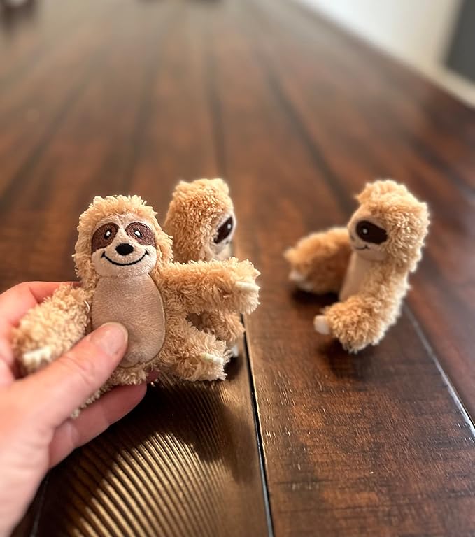 Sloth Dog Toy, Dog Squeaky Toy, Tree with Hide and Squeak Plush Toys for Dogs, Toy, Puzzle Toy for Small and Medium Size Dogs. (3 Pack: Replacement Animals, Sloth) - PAWPICO