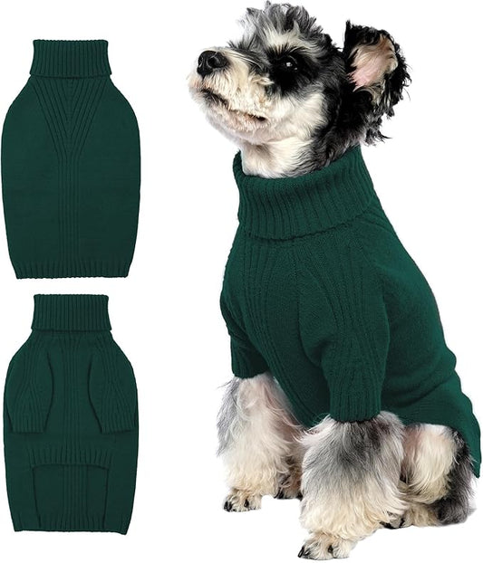 IECOii Dog Sweater,Dog Sweaters for Medium Dogs Girls Boys,Doggie Sweater Christmas,Pet Sweatshirt Knitwear Outfit for Holiday,KnitTurtleneck Warm Clothes for French Bulldog,Boston Terrier (Green,M) - PAWPICO