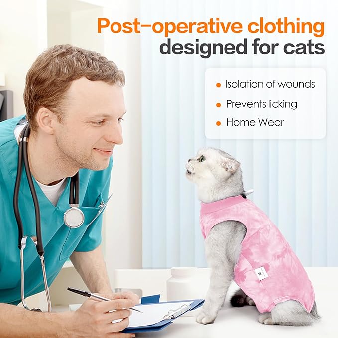 Cat Recovery Suit for Spay Cat Onesie for Cats After Surgery, Breathable Cat Surgery Recovery Suit Female Male Surgical Spay Suit, Kitten Recovery Suit E Collar Alternative Anti Licking Wounds, Large Coppthinktu
