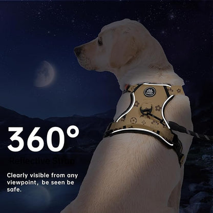 IVY&LANE No Pull Dog Harness with Leash Set, Reflective No Choke Pet Vest,Adjustable Oxford Dog Vest Harness with Easy Control Handle for Large Dogs (Light Brown,XL) IVYLANE