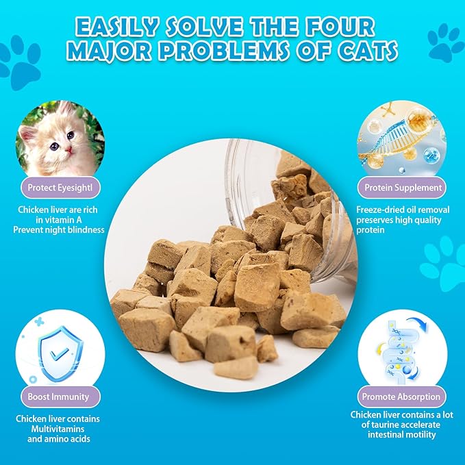 Chicken Liver Dog Treats - Freeze Dried Liver Treats Organic Single Ingredient All Natural Grain-Free Perfect for Training Topper or Snack（4.5oz） - PAWPICO