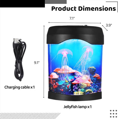 Led Jellyfish Lamps, 6 Color Changing Light Effect, USB Jellyfish Tank Aquarium Mood Lamp with Small Colored Stones Colorful Jellyfish Night Light Gifts for Men Women Students OMISTAR