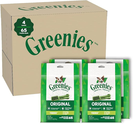 GREENIES Original TEENIE Natural Dog Dental Care Chews Oral Health Dog Treats, 72 oz. Pack (260 Treats) - PAWPICO