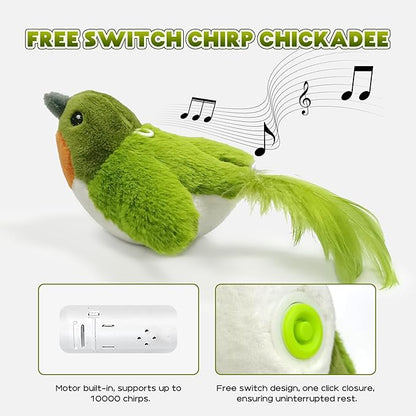 LEWISER Cat Toys Chirp Chickadee, Interactive Cat Feather Toys, Retractable Cat Teaser Toy, Hanging Toys for Indoor Cats Exercise, Kitten Kitty Fun Mental Physical Toys, Green (1 Pack) - PAWPICO