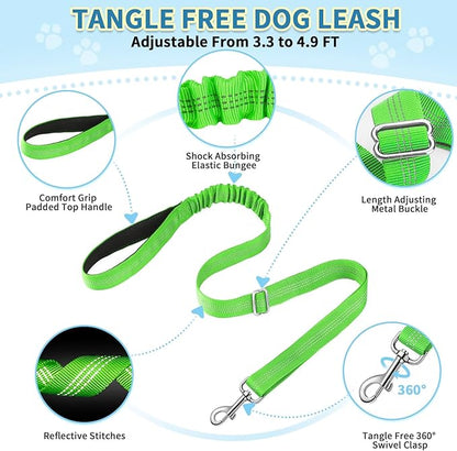 SlowTon No Pull Small Dog Harness and Leash Set, Puppy Soft Vest Harness Neck & Chest Adjustable, Reflective Lightweight Harness & Anti-Twist Pet Lead Combo for Small Medium Dogs (Green-Front Clip,XS) SlowTon