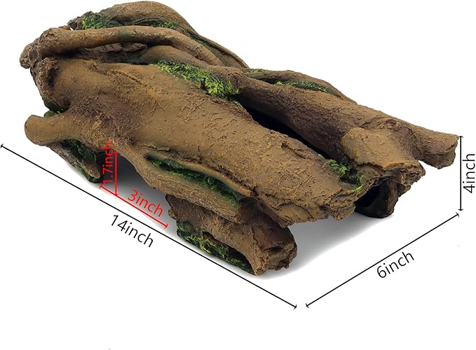 JIHAQUA Aquarium Resin Bark Terrarium Decor, Lizard, Snake or Reptile Hide,Lizard, Spider and Aquarium Fish Hide Cave (Large Bark B) JIHAQUA
