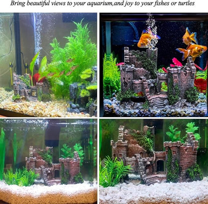 fazhongfa Aquarium Castle Air Bubbler Fish Tank Decorations for Betta Fish Ornament Small and Medium Fish Accessories Decor Betta House Toys (Air Pump is Not Include) fazhongfa