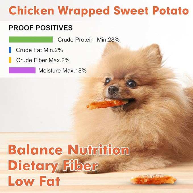 MON2SUN Dog Treats Rawhide Free Chicken Wrapped Sweet Potato Dog Snacks, Gluten & Grain Free Dog Treats for Puppy and Small Dogs, (Chicken, 10 Ounce -Pack of 1) - PAWPICO